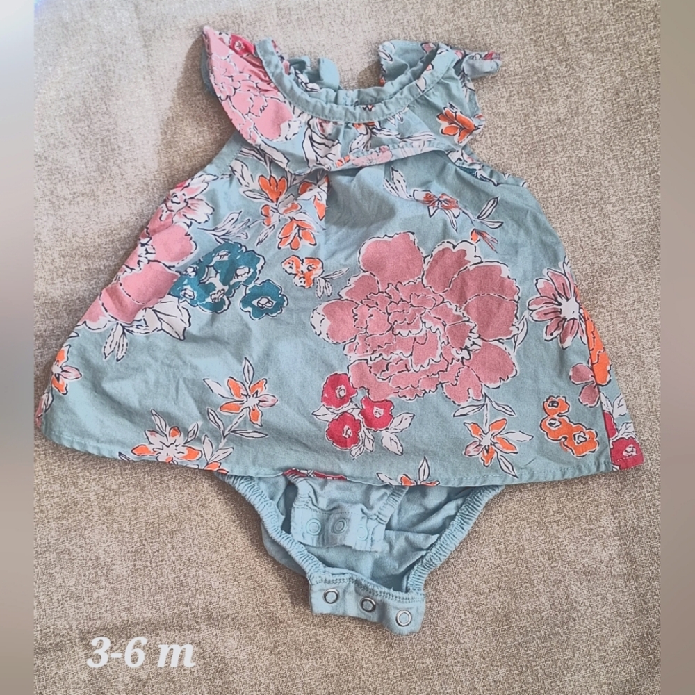 Floral Kids Romper - Blue and Pink
